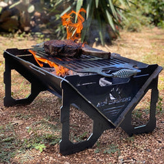 BBQ Portable Grill Tabletop Folding Stainless Steel Fire Pit Cooking